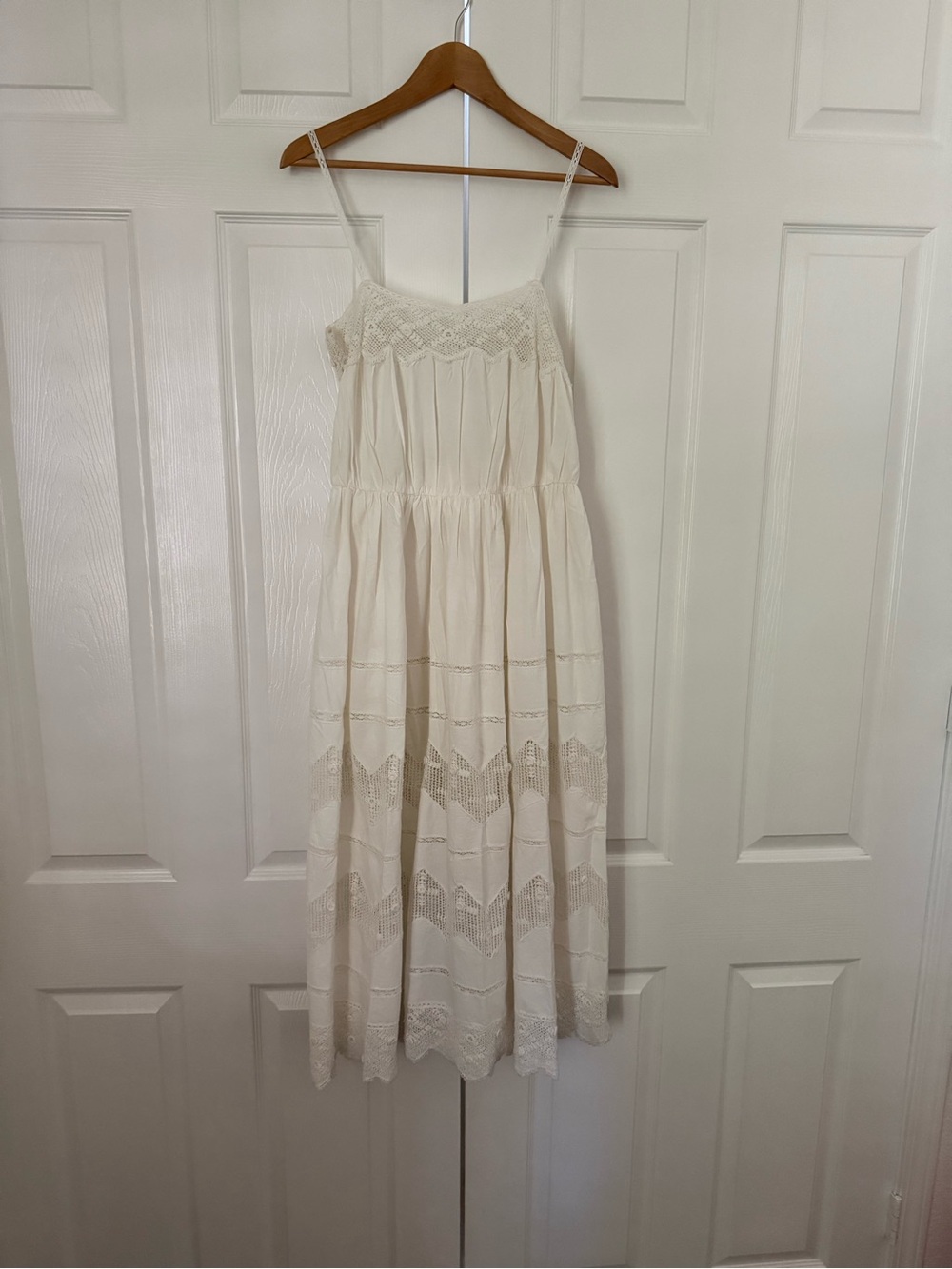 The GREAT. Rosette Lace Trim Midi Dress - Picture 2 of 3